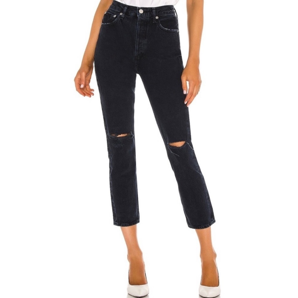 Agolde Riley High Rise Straight Crop in Color “Unseen”